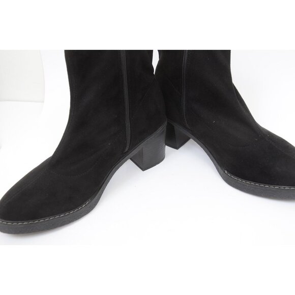 Evans Women's 12 WIDE FIT Eliana Ankle Boot Flat Minimalist Moto Vegan Leather - Picture 8 of 9